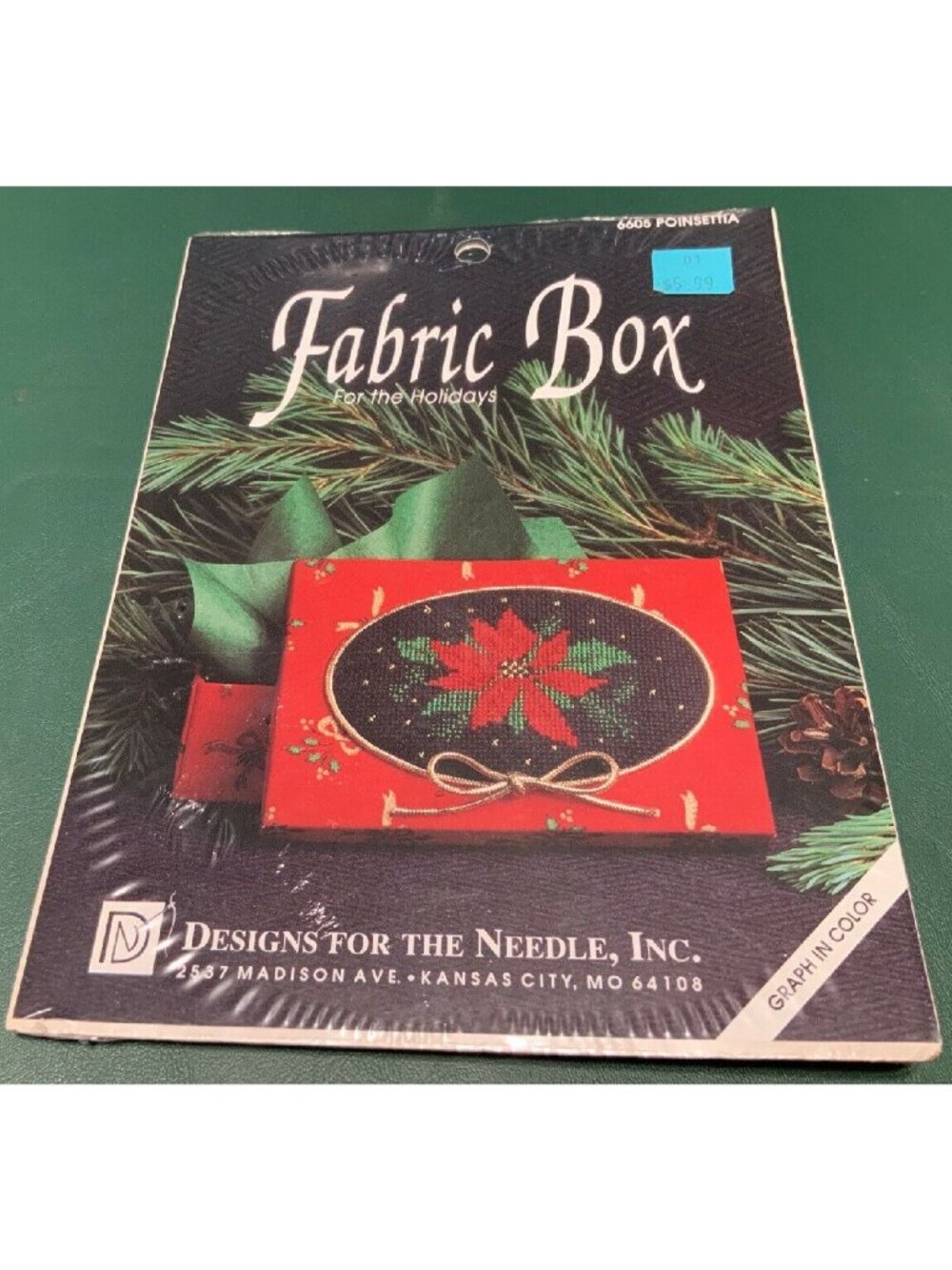 Fabric Box Holiday Cross-Stitch Kit Poinsettia Design By Designs For The Needle